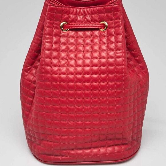 Celine Red Quilted Calfskin Leather Small C Backpack Bag - Picture 1 of 10